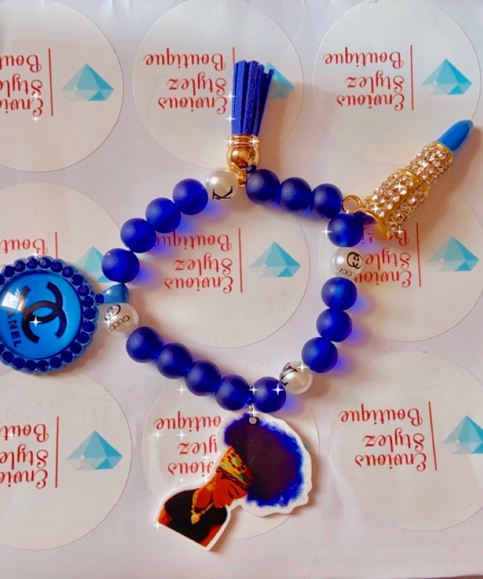 Image of Blue designer inspired beaded bracelet