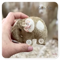 Image 3 of Handmade beige flat elephant with "button wheels"