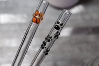 Image 3 of Swirl of Paw Prints Glass Drinking Straw