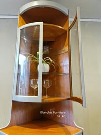 Image 9 of Mid Century Modern Luxury Corner Drinks Cabinet by Nathan - Light Grey Vintage Cocktail Display Unit