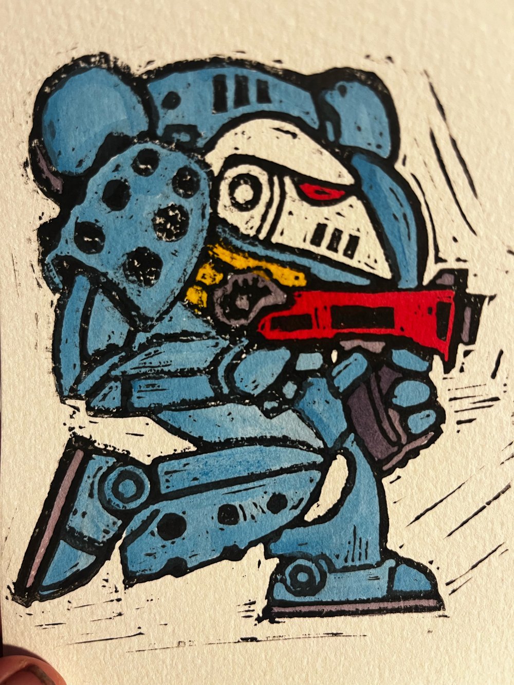 Space Marine Lino cut