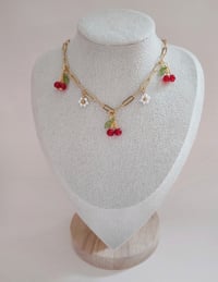 Image 3 of Collier acier pâquerette cerises 