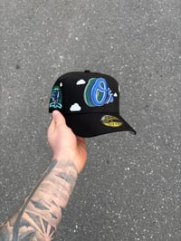 Image 1 of BLACK PARTLY CLOUDY BALTIMORE ORIOLES CUSTOM FITTED CAP