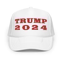 Image 1 of Trump 2024 White and Red - Foam trucker hat from PatriotsCo.com