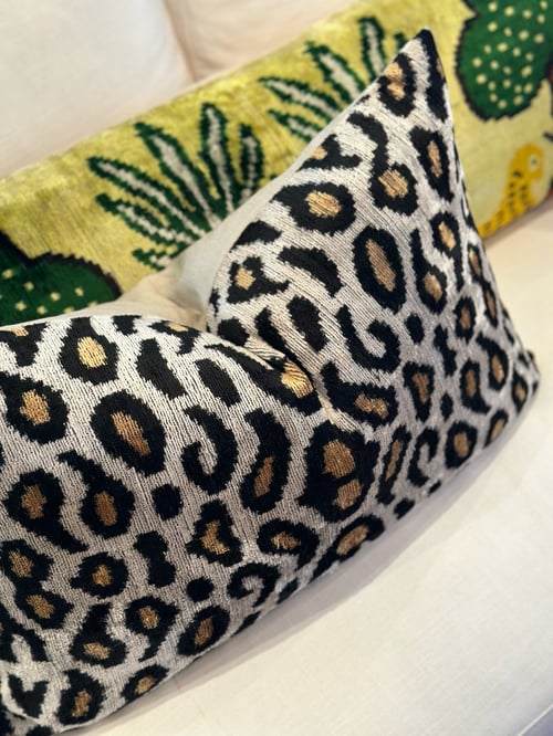 Image of Leopard Ikat Velvet Cushions