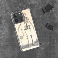 Image 1 of Antique Bookpage Detailed Anatomical Illustration Human and Bird Skeletons Clear Case for iPhone®