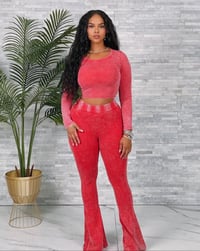 Red Mineral Flare Leg Pant Set