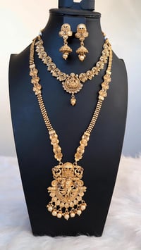 Image 4 of Temp_6011 -Combo Temple Jewelry Necklace Set Featuring Goddess Laxmi & Radha-Krishna