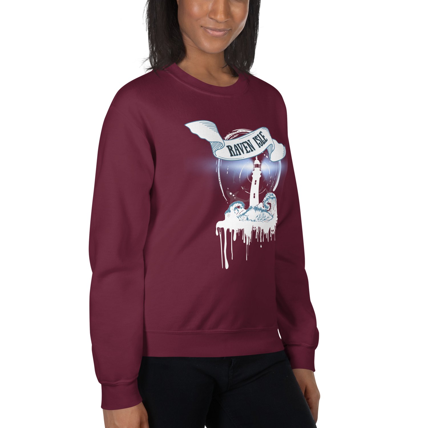 Image of Officially licensed does it hurt Raven Isle white Unisex Sweatshirt