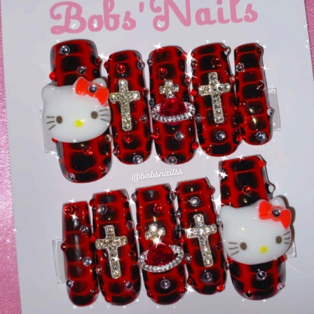 Image of RTS Size M Bobs Nails Sizing 2, 6, 5, 6, 9 Long Square HK ❤️⛓🖤