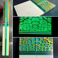 Image 1 of @Kaoticartworks Resin & Ghost Micarta GLOW Segmented Knife Scales