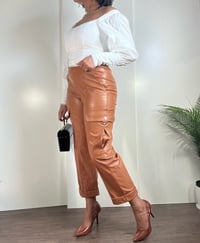 Image 2 of FASHION NOVA cognac brown vegan leather pants
