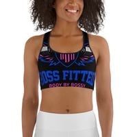 Image 2 of BOSSFITTED Black Neon Pink and Blue Sports Bra