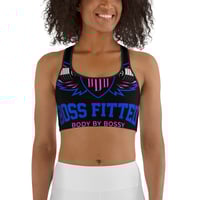 Image 2 of BOSSFITTED Black Neon Pink and Blue Sports Bra