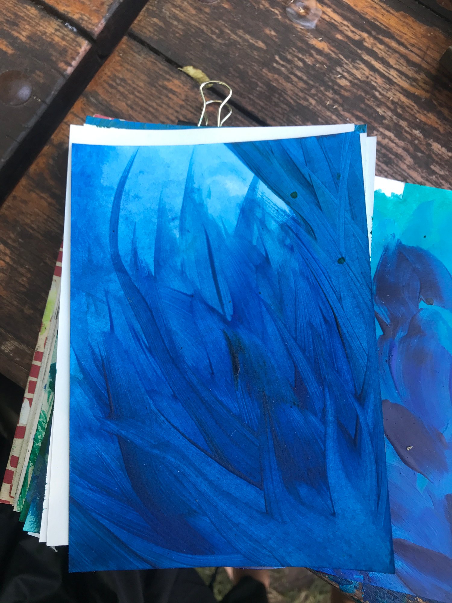 Blue line study - acrylic on aquarelle paper, 10,4x14,7 cm