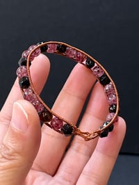 Image 4 of Black Tourmaline | Silver Sheen Obsidian | Strawberry Quartz - Root Chakra Bracelet