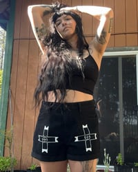 Image 2 of Hand painted high wasted shorts 