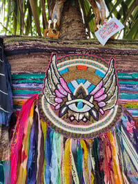 Image 2 of Frill Sari Beach bag Bamboo Handles unique