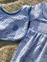 Image 2 of smocked baby boy sleepsuit and bib set 
