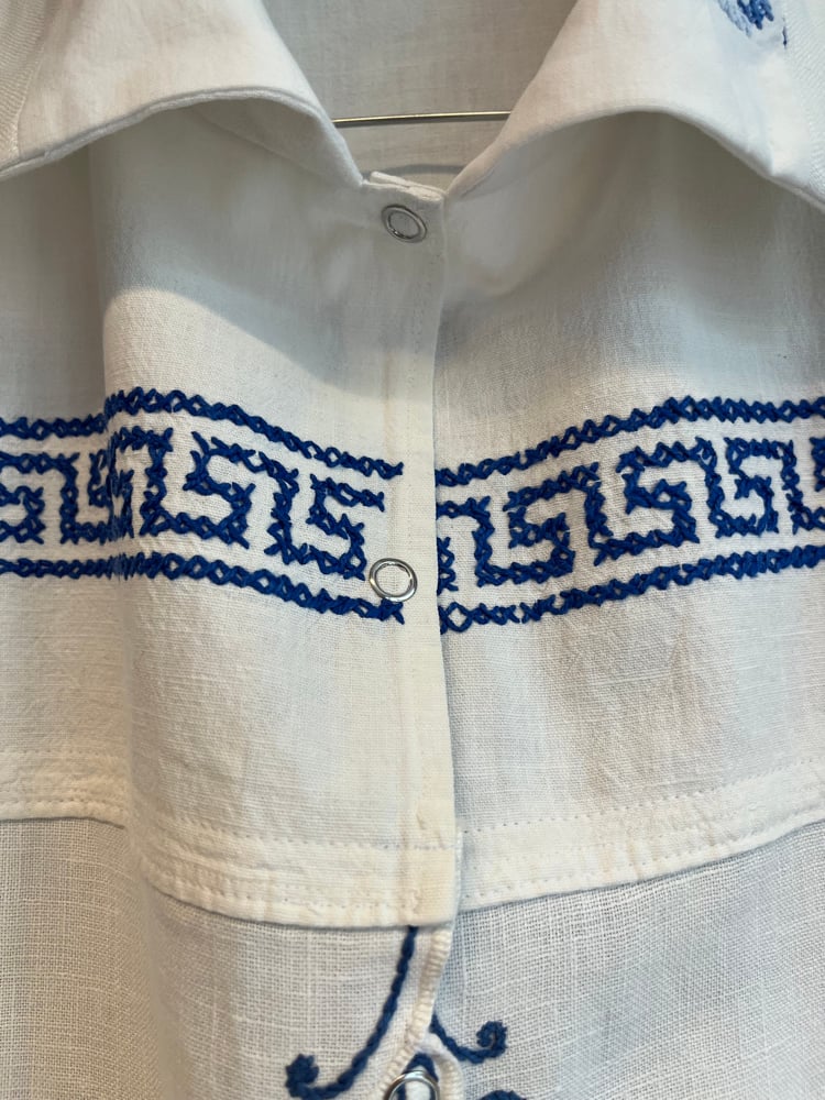 Image of Blue embroidery shirt (small)