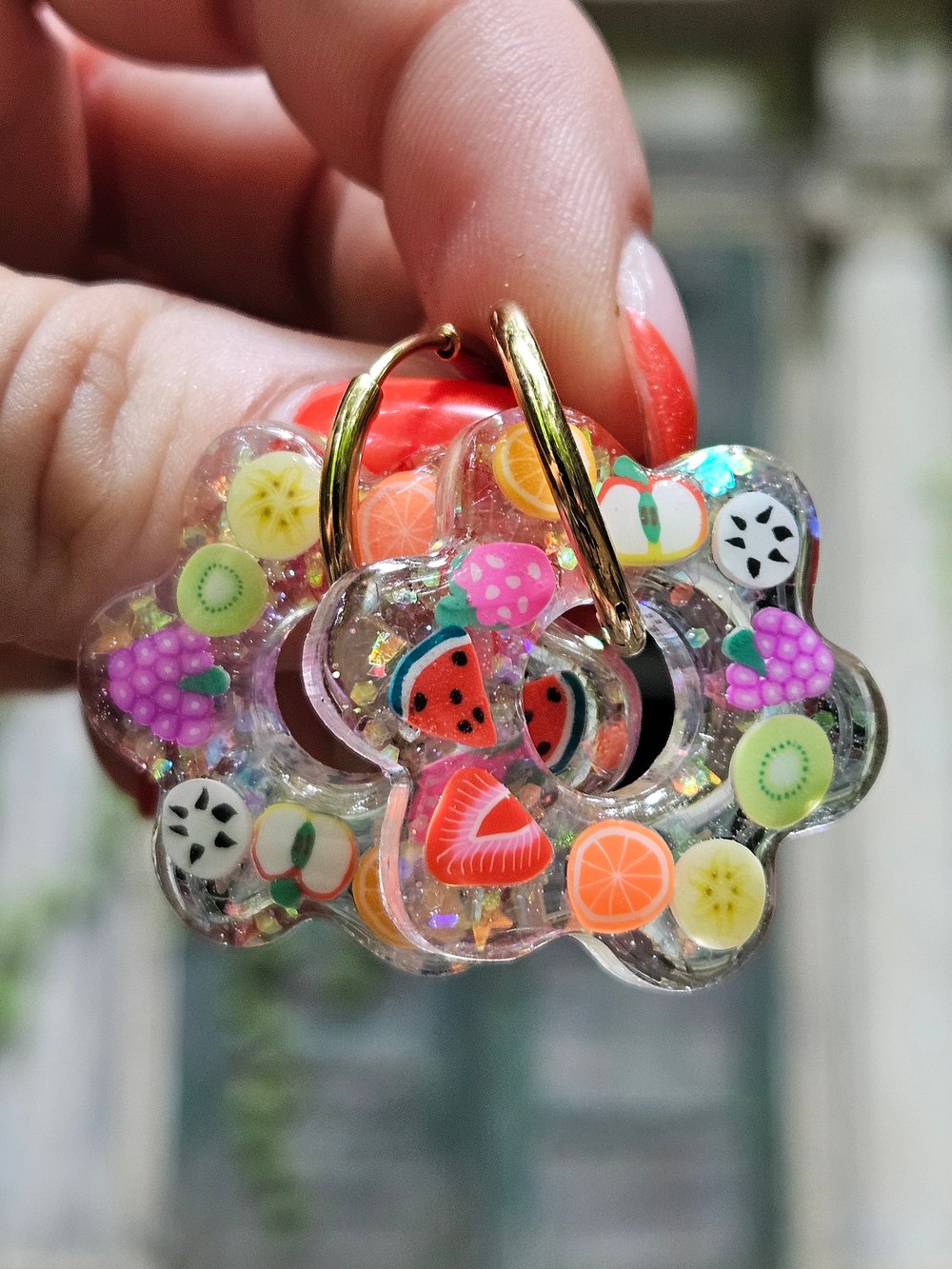 Image of Fruity Flower Hoops **SILVER**