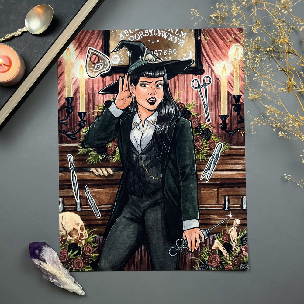 Mortician Witch Signed Watercolor Print
