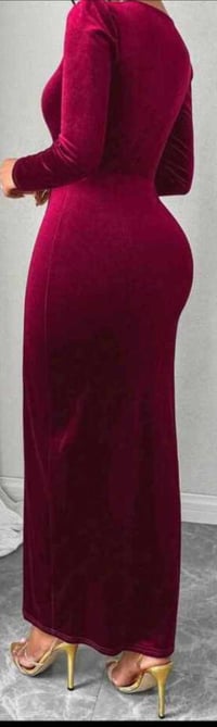 Image 2 of  V-Neck Wrap Hem Velvet Dress