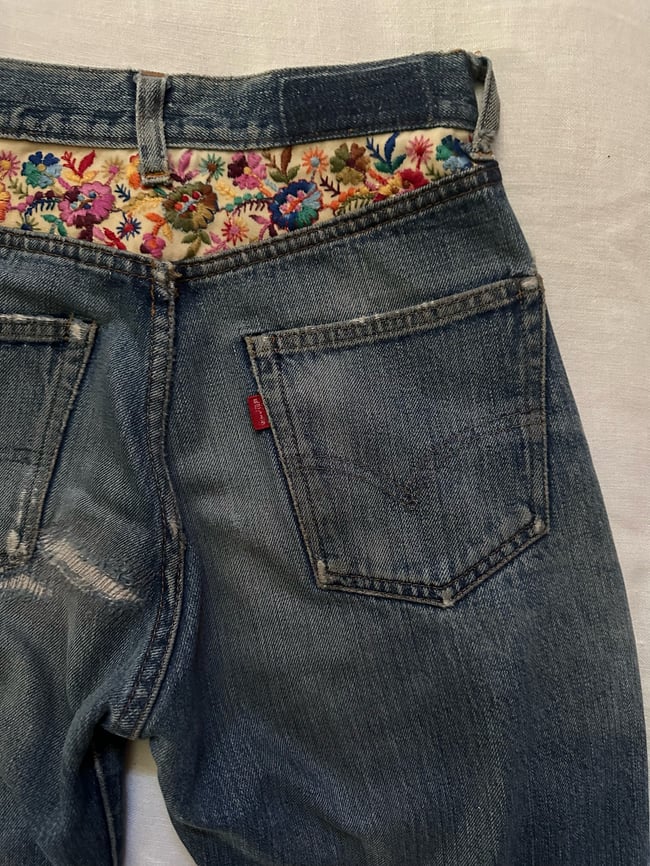 super old Levi Strauss hand embroidered denim jeans 501