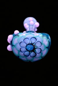 Image 2 of Aqua X Purple Dotstack Glass Pipe 