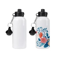 Image 1 of 6PCS/Lot 400/500/600/750ml White Blank Sublimation Water Bottle with Carabiner Aluminum Leakproof Ke