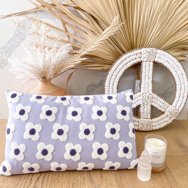 Image of PRE ORDER ITEM   /Lilac Daisy Cushion Cover / ALLOW 2-3 WEEKS DELIVERY 