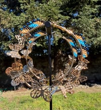 Gold and blue hoop earrings 