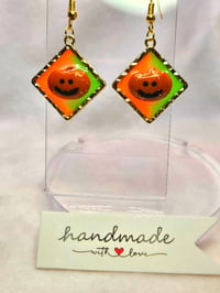 Image 1 of Handcrafted Resin Glow In The Dark Pumpkin Earrings 