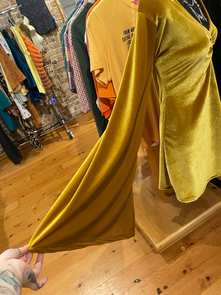 Image of Bell Sleeve Dress Mustard