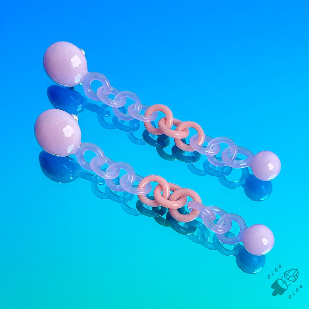 Image of Bubble Gum Pink Dot Chain Studs