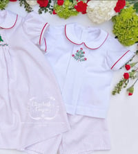 Image 1 of 12mo & 2T Hand Embroidered Christmas Sets 