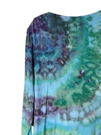 Image 5 of ♻️ UPCYCLED L Drapey Jersey 3/4 Sleeve Cardigan in Mermaid Ice Dye