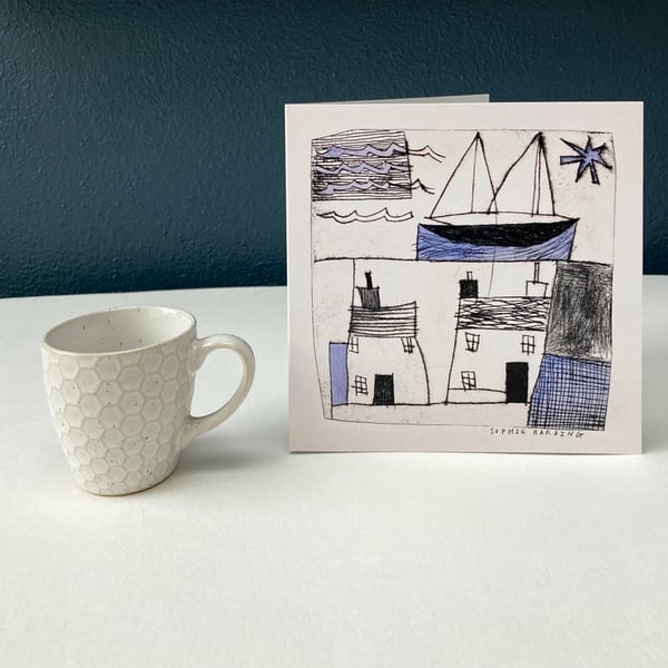 Image of Cornish Boat and Houses card