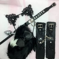 Black kitten PetPlay set with handcuffs