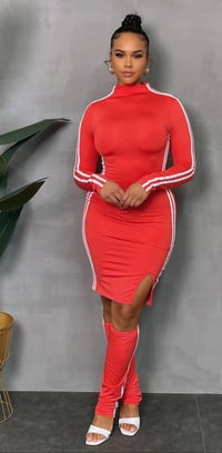 Image 2 of Stripe me down dress (Leg warmers included)