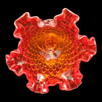 Image 6 of Fenton Hobnail Amberina Ruffled Edge Compote