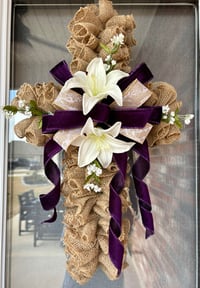 Image 1 of Burlap Cross Door Hanger 