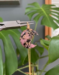 Image 1 of Rhodonite Gold Moon Necklace