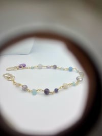 Image 1 of Multi gemstones lanyard - purse chain charm - purse strap - phone strap 4-in-1