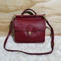 Image 1 of COACH Willis Bag Red Leather 2Way Vintage  Crossbody Handbag