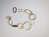 Image 1 of Silver and rose gold unique link bracelet 