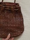 vintage leather basketweave backpack bag 