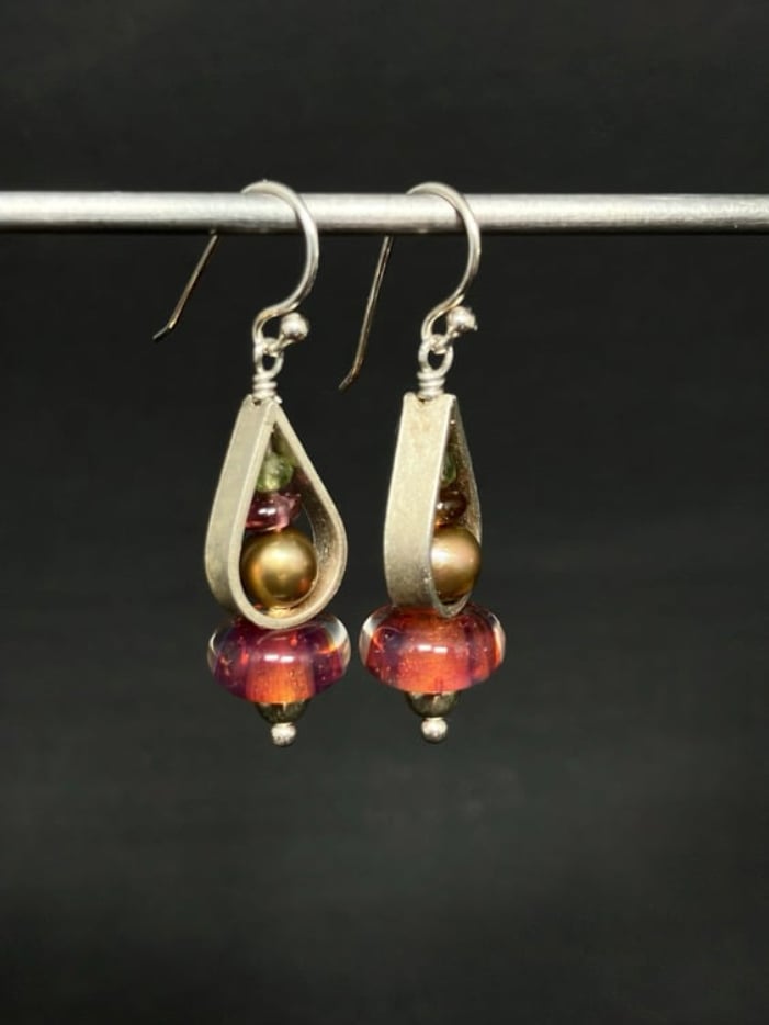 Silver Teardrop Earrings Image 2