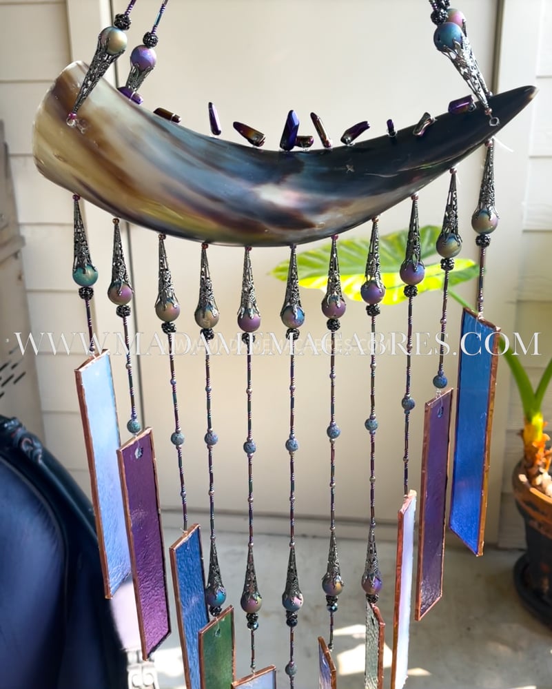 Image of Beaded Bullhorn Stained-Glass Chimes