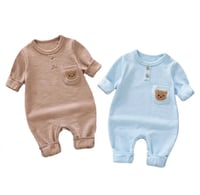 Image 1 of Boys Girls Ribbed Coloured Bear Romper